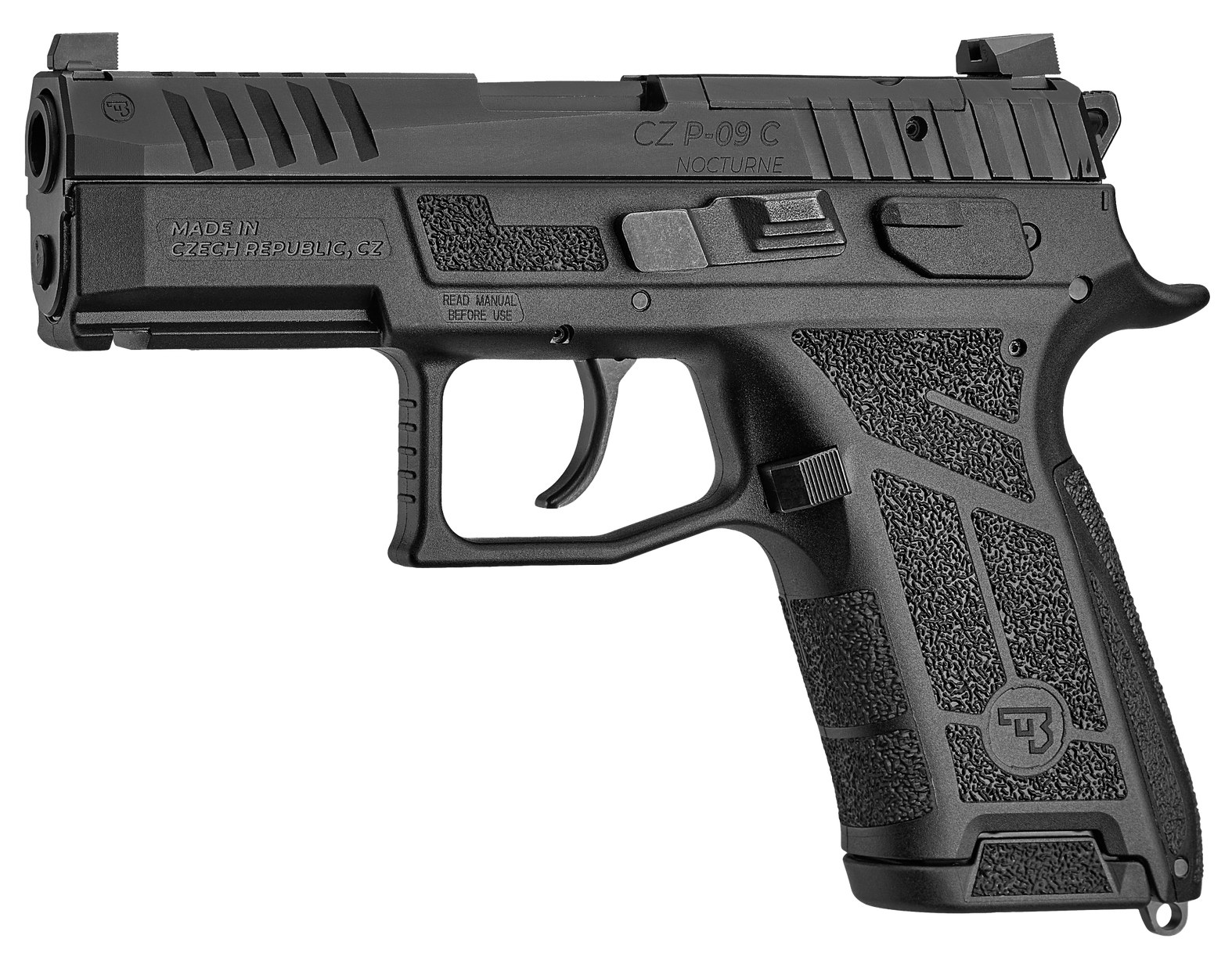 CZ-USA 01660 P-09 C Nocturne Compact Frame 9mm Luger 10+1 3.74" Black Steel Barrel, Black Optic Cut/Serrated Steel Slide, Black Polymer Frame - Image 3
