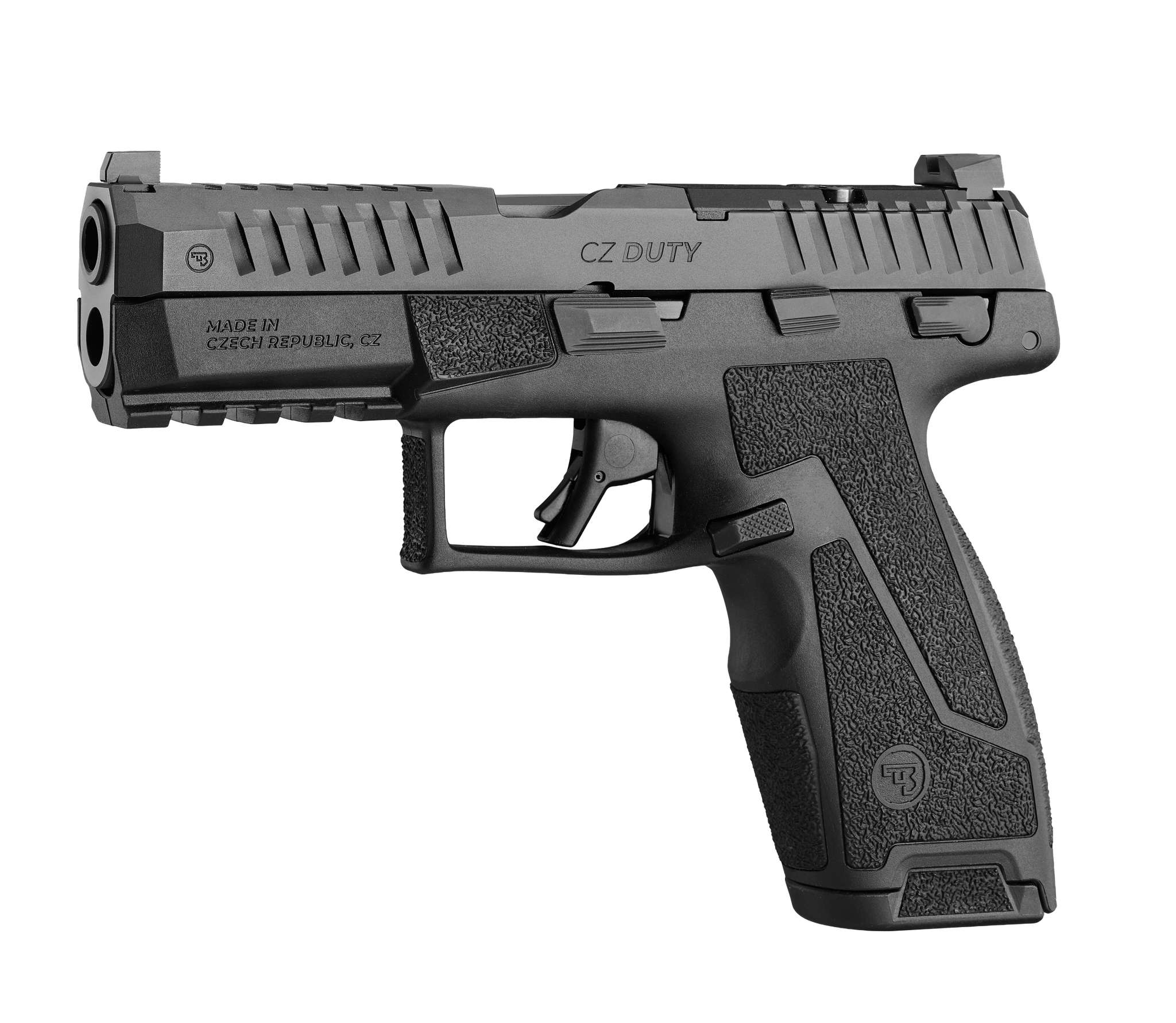 CZ-USA 95082 Duty 4.0F Frame 9mm Luger 19+1 4" Black Nitride Steel Optic Ready Slide, Black Polymer Frame with Picatinny Rail, Interchangeable - Image 2