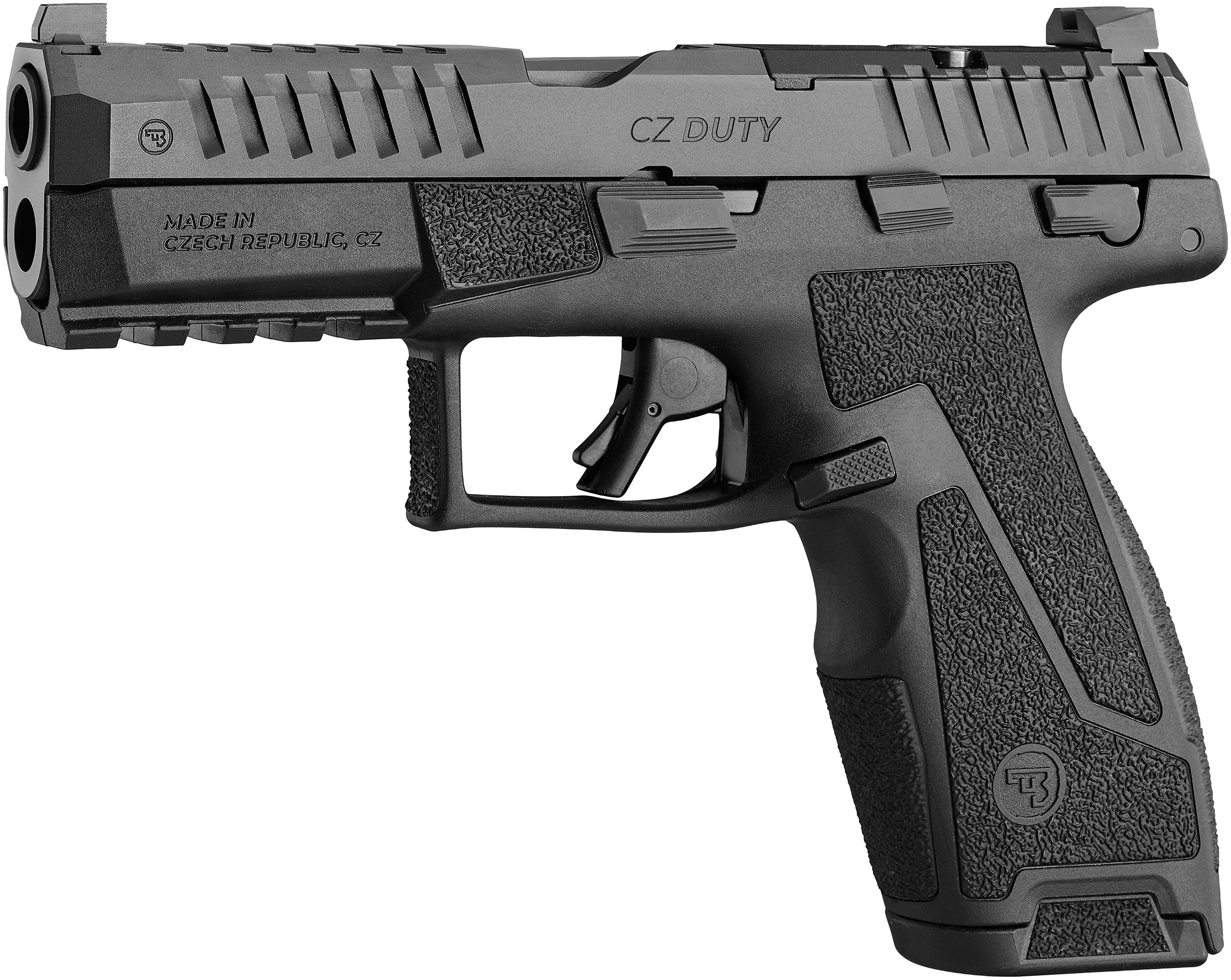 CZ-USA 95082 Duty 4.0F Frame 9mm Luger 19+1 4" Black Nitride Steel Optic Ready Slide, Black Polymer Frame with Picatinny Rail, Interchangeable - Image 3