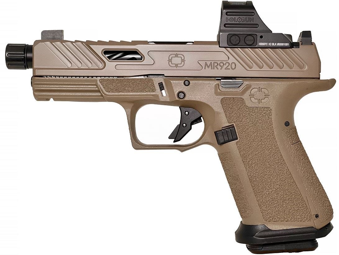 Shadow Systems MR920 Elite Slide Optic Dlc Hga 9MM 4IN Spiral Threaded Dlc Barrel FDE Frame 2/15-Round Holosun