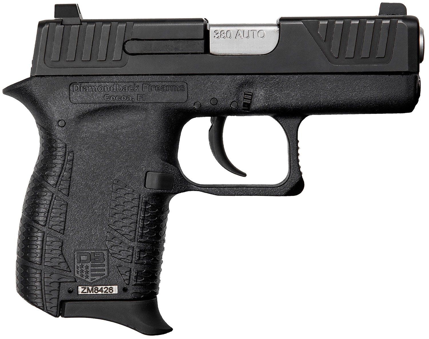 Diamondback DB0100E002 DB380 Gen4 Micro-Compact Frame 380 ACP 6+1, 2.80" Stainless Steel Barrel, Black Nitride Serrated Stainless Steel Slide, Black