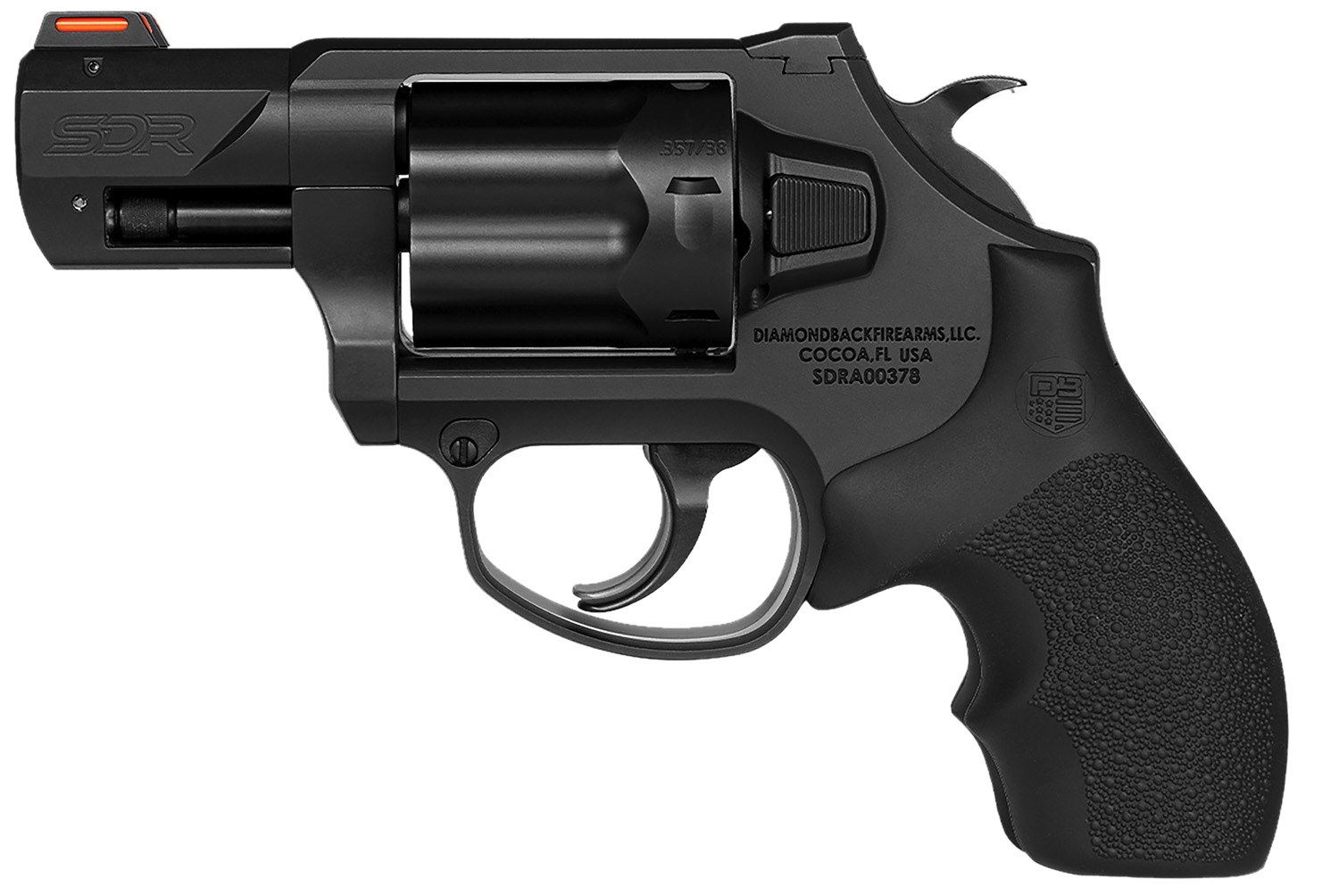 Diamondback DB0700S001 SDR Small 357 Mag/38 Special +P 6 Shot 2" Black Nitride Stainless Steel Barrel, Cylinder & Frame, Black Hogue Rubber Grip