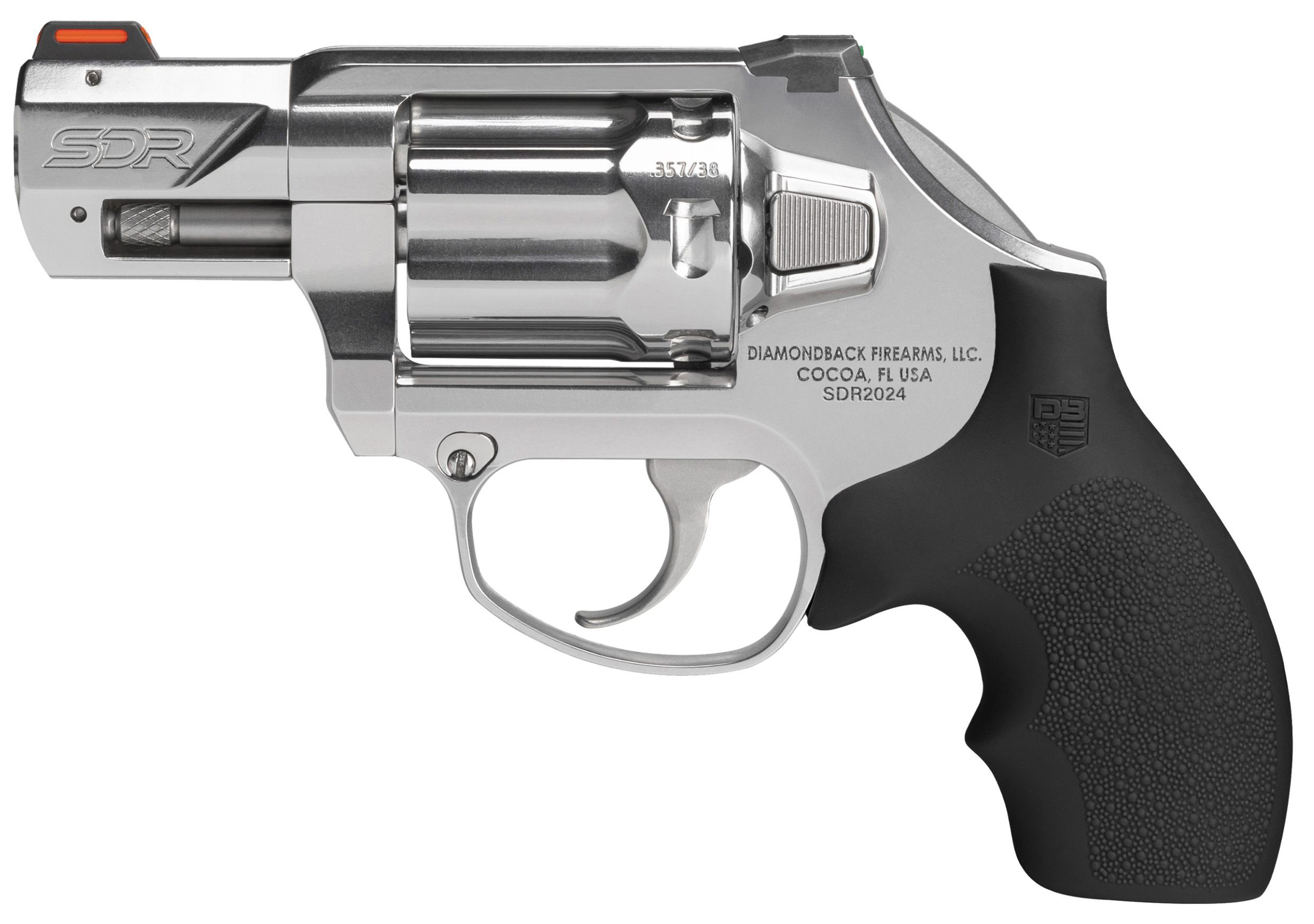 Diamondback DB0700S702 SDR Small 357 Mag/38 Special +P 6 Shot 2" Stainless Steel Barrel, Cylinder & Frame, Black Hogue Rubber Grip, Concealed - Image 4