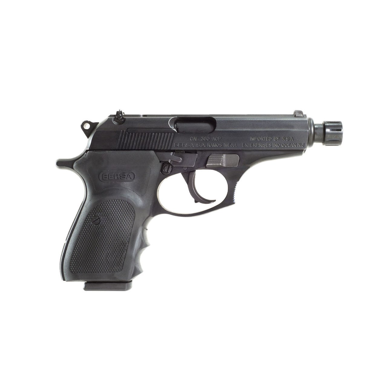 Bersa T380M8X Thunder Micro-Compact Frame 380 ACP 8+1 3.50" Black Steel Threaded Barrel, Matte Black Steel Serrated Slide, Matte Black Aluminum Frame