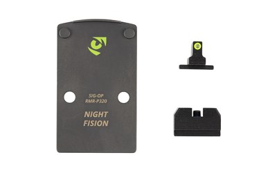 Night Fision Sig P320 Optic Plate with Tritium Front Sight, RMR Footprint, SIG-OPBS-RMR-P320-YGZX