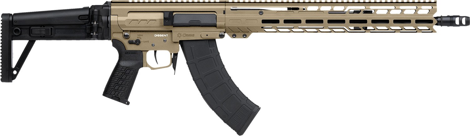 CMMG 86AD60BCT Dissent MK47 7.62x39mm 30+1 (2) 16.10", Coyote Tan Rec/15" M-LOK Handguard, Side Charging Handle, Black Side Folding Stock & Zeroed