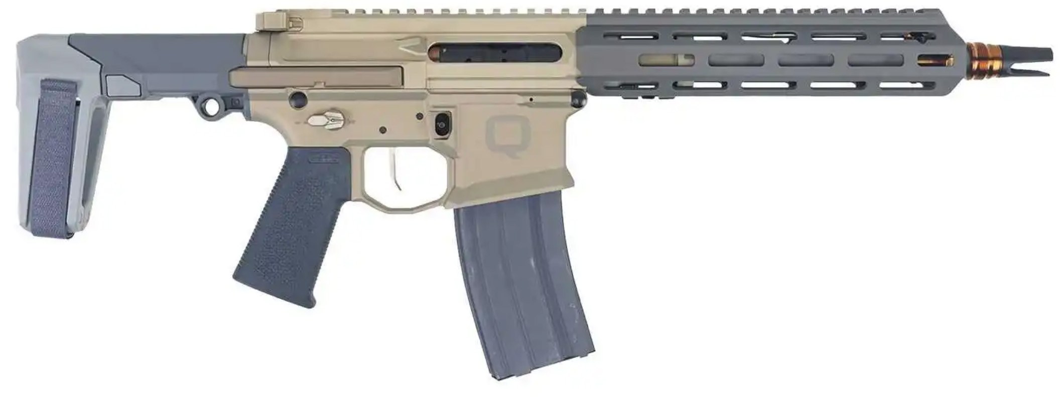 Q LLC HB55610INPISTOL Honey Badger 5.56 NATO 30+1 10" Threaded Barrel, M-LOK Handguard, Aluminum Receiver, Tan SB Tactical Brace - Image 4