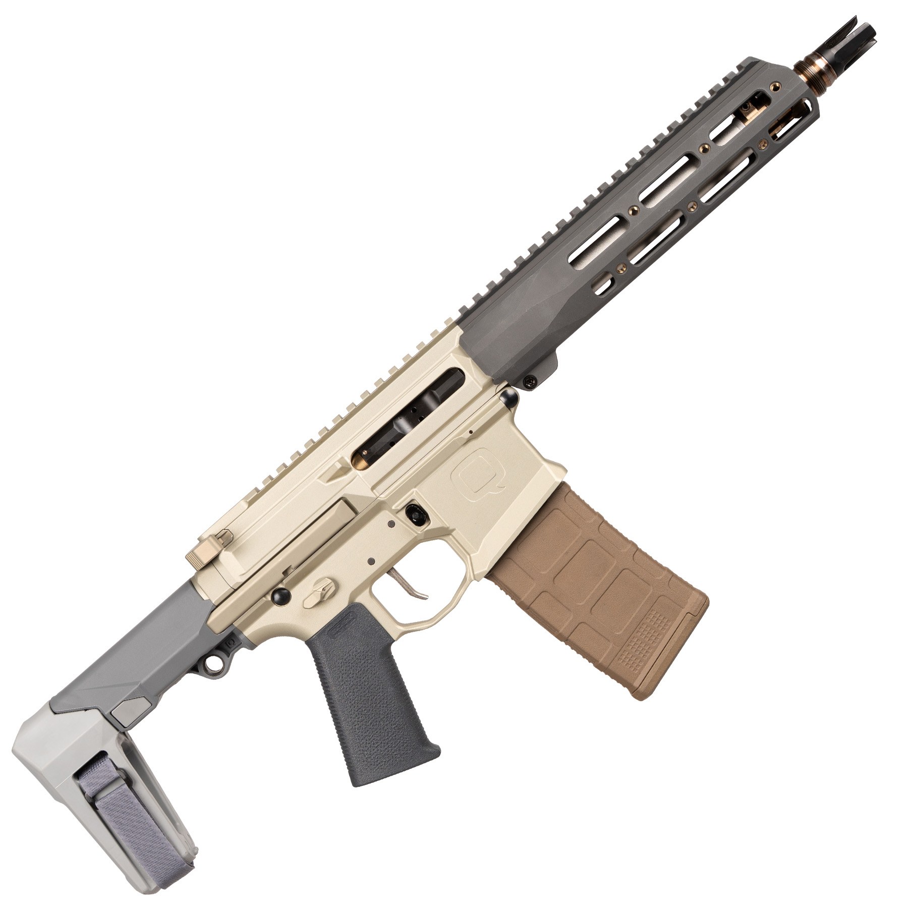 Q LLC HB55610INPISTOL Honey Badger 5.56 NATO 30+1 10" Threaded Barrel, M-LOK Handguard, Aluminum Receiver, Tan SB Tactical Brace - Image 5