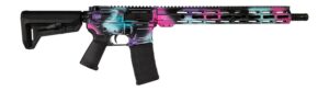 Shark Coast Tactical SCC101938DISB Anime-15 5.56 NATO 30+1 16" Black Nitride Threaded Barrel, Disco Cerakote Aluminum Receiver with Picatinny Rail