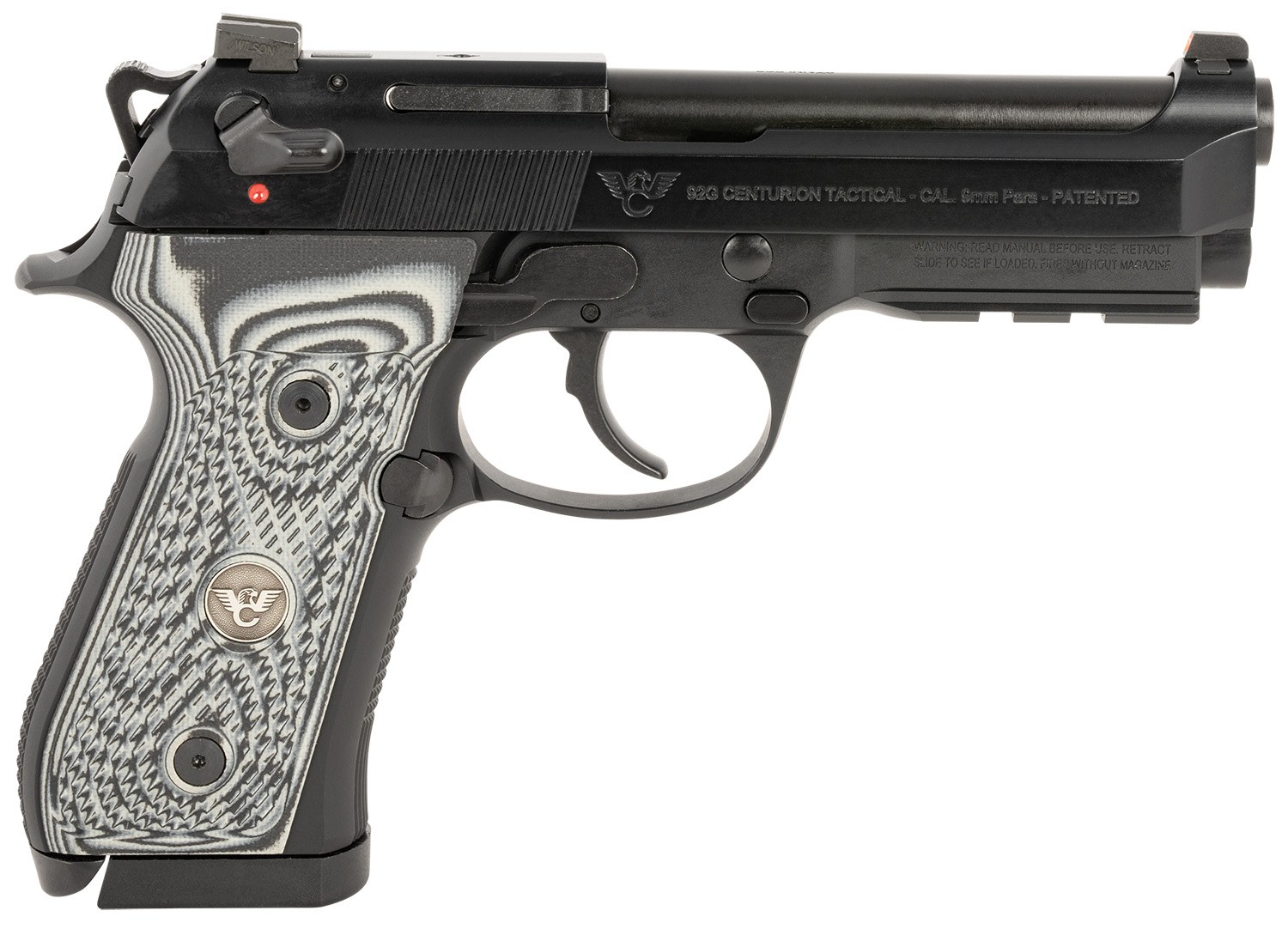 Wilson Combat BER-92CT-9 92G Centurion 9mm Luger 20+1 4.25" Target Crown Barrel, Black Steel Serrated Slide, Black Steel Frame with Picatinny Rail