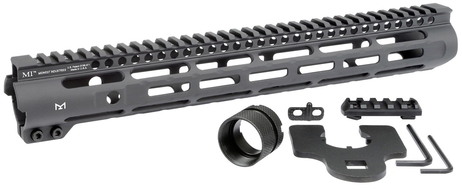 Midwest Industries INC MISLH14 Slimline AR-15 6061 Aluminum Black Hard Coat Anodized 14"