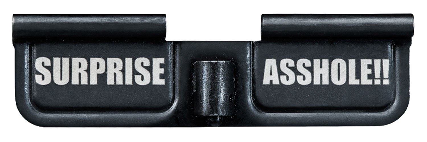 Phase 5 Weapon Systems EPCSURPRISE Ejection Port Door AR-15 Black Parkerized Steel 3.10" Engraved "Surprise Asshole!!"