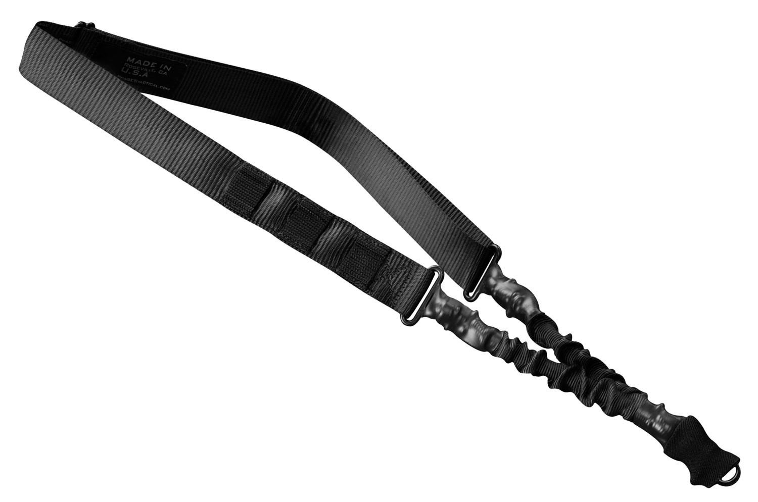 Phase 5 Weapon Systems SLGBLK Single Point Sling Black Nylon Strap with Elastic Shock-Cord 24.50-33.50" OAL Adjustable Bungee