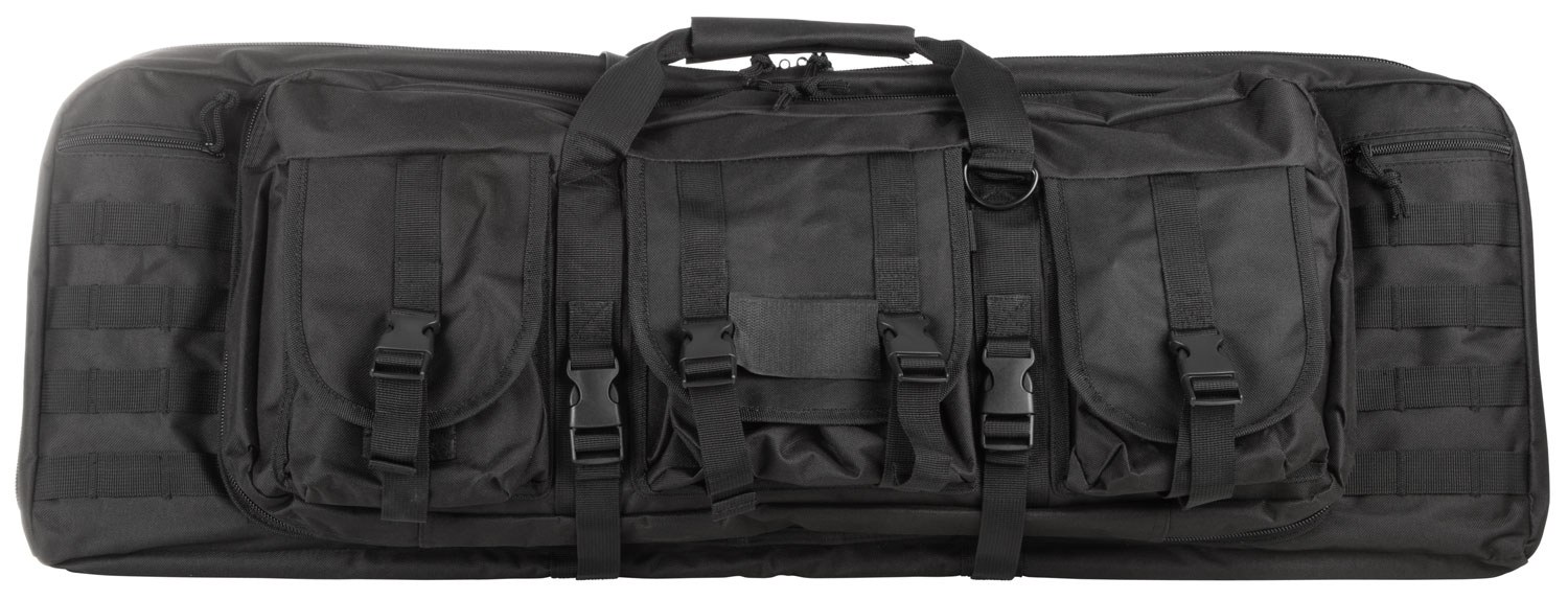NcSTAR CVDC2946B36 VISM Double Carbine Case Black PVC Nylon with Foam Padding Lockable Zippers Pockets & MOLLE Webbing