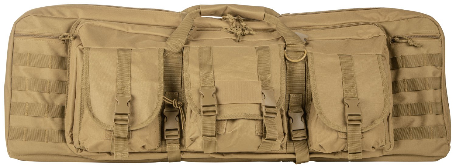 NcSTAR CVDC2946T36 VISM Double Carbine Case Tan PVC Nylon with Foam Padding Lockable Zippers Pockets & MOLLE Webbing
