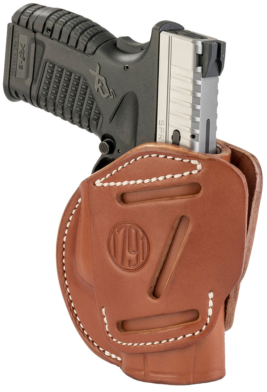 1791 Gunleather 3WH4CBRA 3-Way IWB/OWB Size 04 Classic Brown Leather Belt Loop Fits Walther PPS Fits Taurus G2C Fits Springfield XD/XDS Ambidextrous