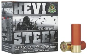 HEVI-Shot HS61224 HEVI-Steel 12Gauge 2.75" 1 1/8oz 4Shot 25 per Box/10 Case