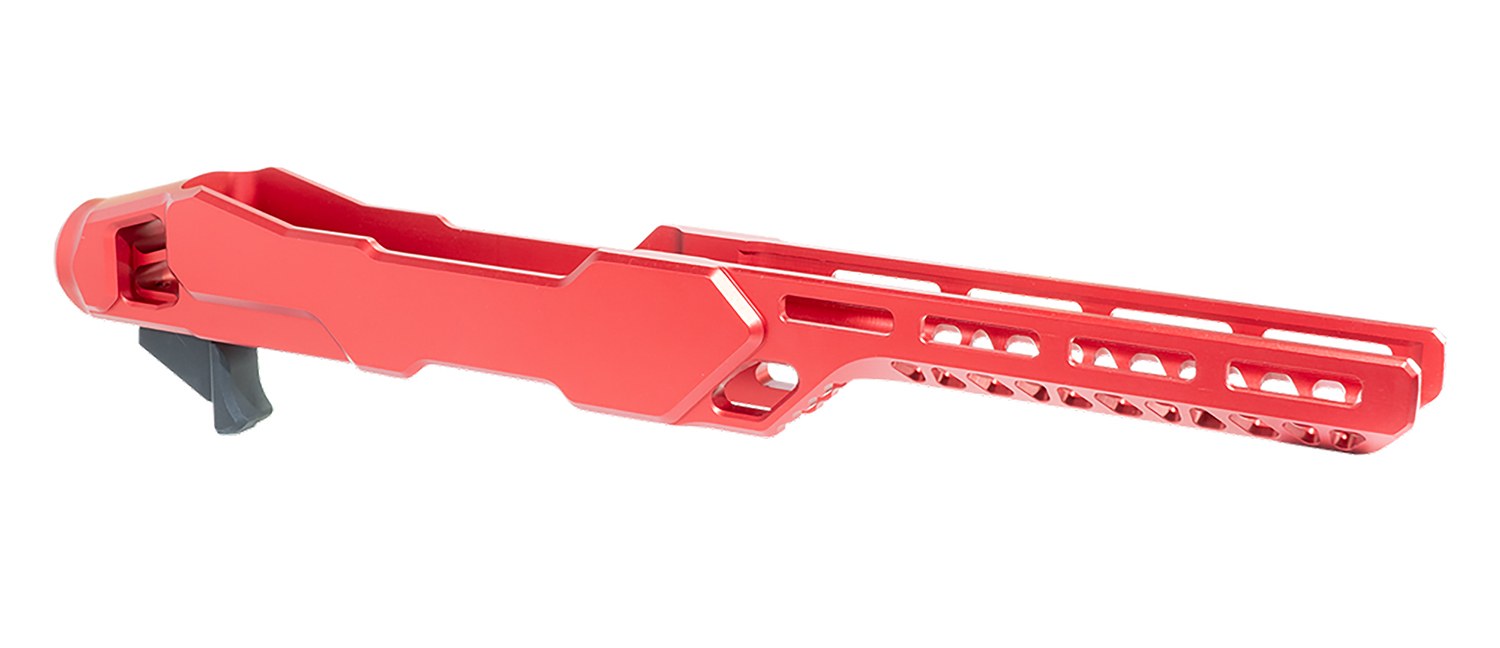 Timber Creek Outdoors ERC1022R Enforcer Rifle Chassis Red Aluminum Fits Ruger 10/22 Compatible with MSR Buffer Tubes