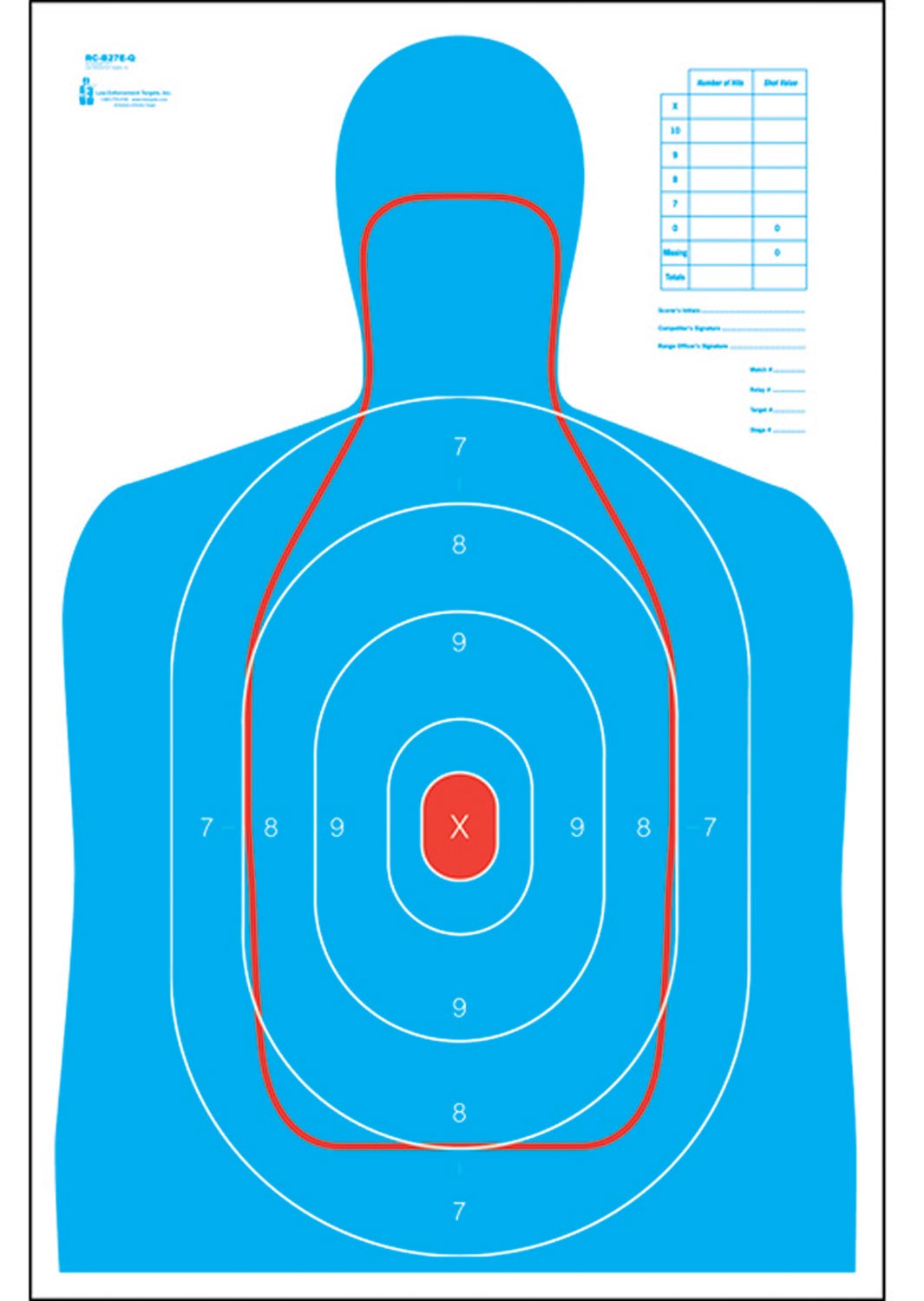 Action Target RCB27EQ100 Qualification B-27E & FBI Q Combo Silhouette Hanging Paper 23" X 35" Blue/White 100 per Box