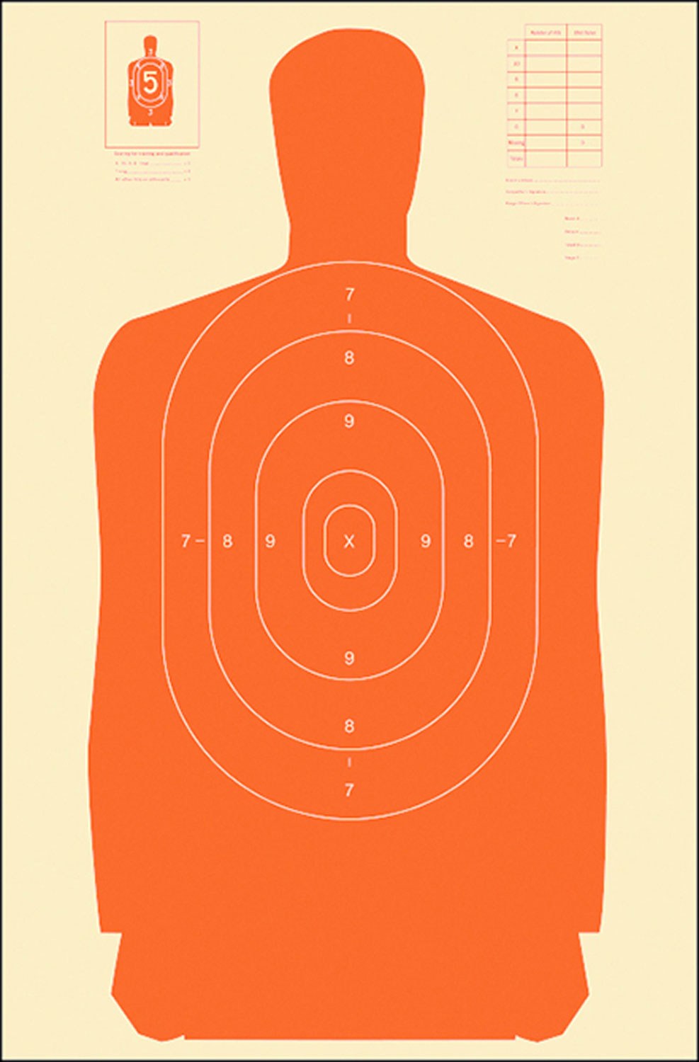 Action Target B27SORANGE100 Qualification Standard Silhouette Paper Hanging 24" X 45" Orange/White 100 per Box