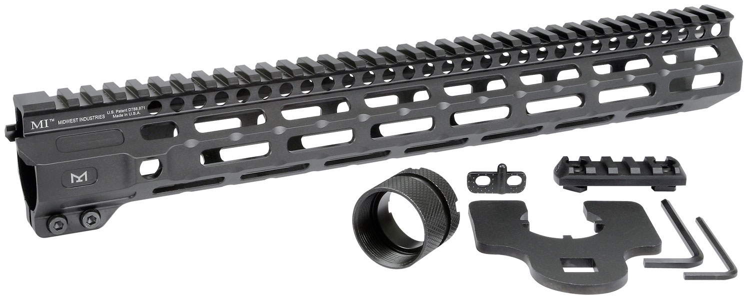 Midwest Industries INC MICRM14 M-Series AR-15 6061 Aluminum Black Hard Coat Anodized 14"