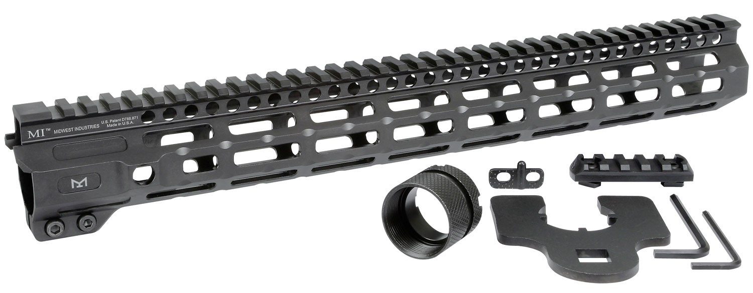 Midwest Industries INC MICRM15 M-Series AR-15 6061 Aluminum Black Hard Coat Anodized 15"
