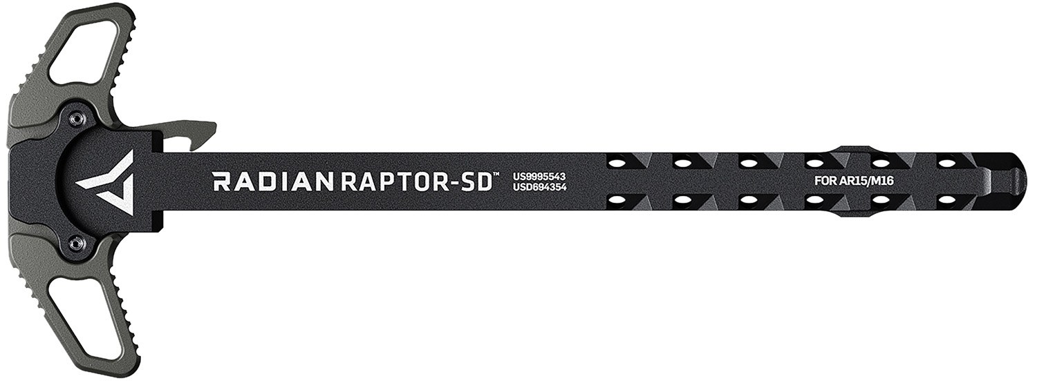 Radian Weapons R0561 Raptor SD Ambidextrous Charging Handle, Radian Gray, Gas Ported Shaft, Fits Mil-Spec AR-15/M16 Platform