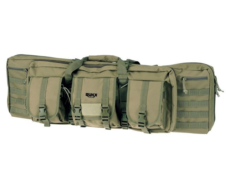 Rukx Gear ATICT36DGG Tactical Double Gun Case 36" Water Resistant Green 600D Polyester with Non-Rust Zippers Reinforced Velcro & Adjustable Back - Image 2