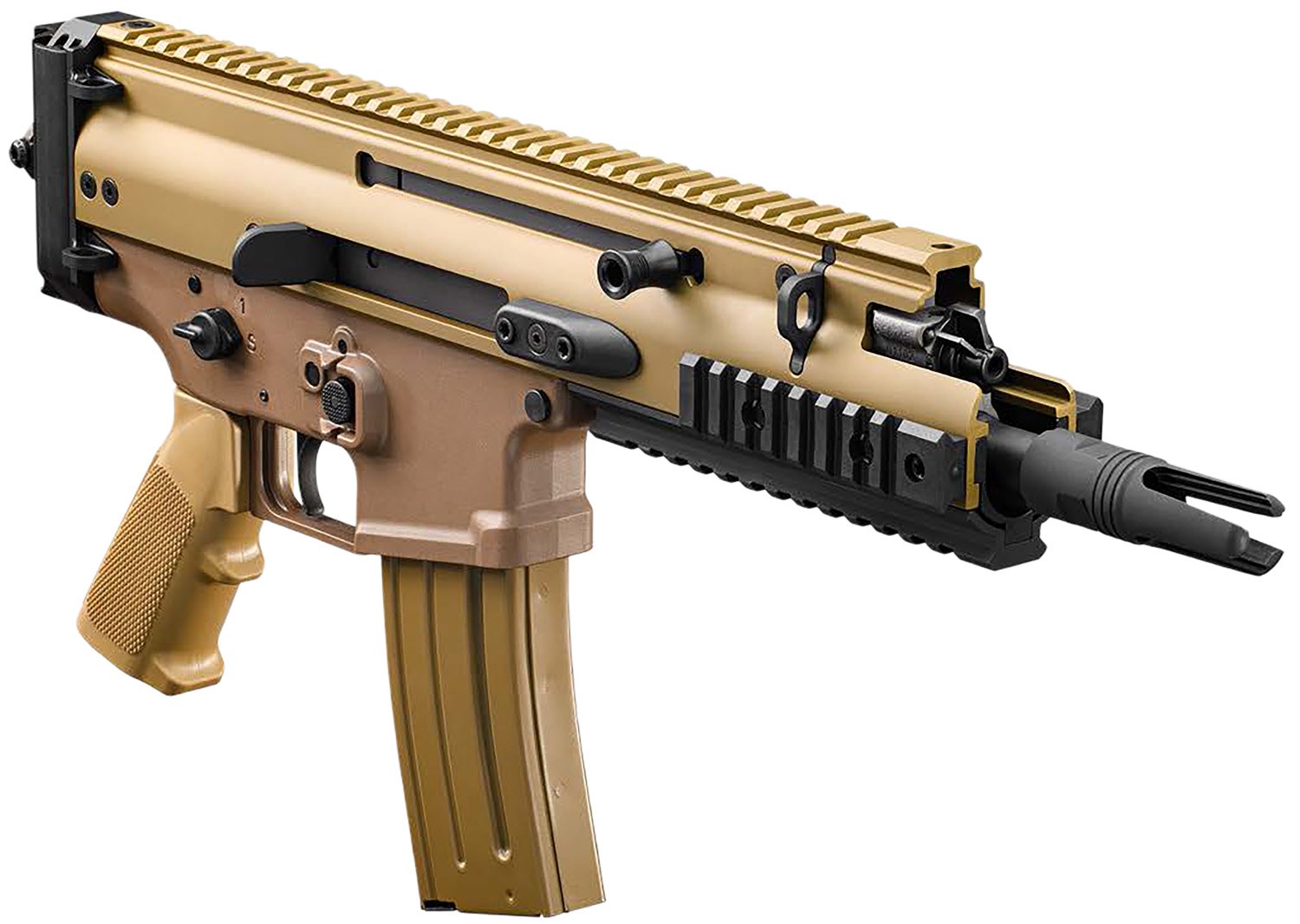 FN America 38101243 SCAR 15P 300 Blackout 30+1 7.50" Chrome Lined Steel Barrel, Flat Dark Earth Anodized Aluminum Picatinny Rail Receiver, FDE Polymer
