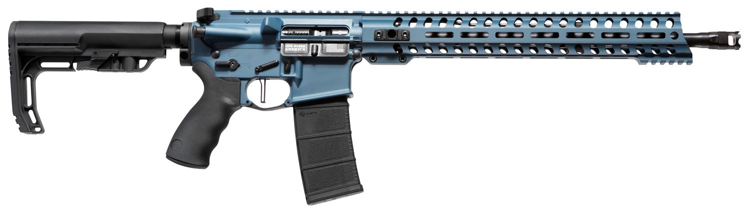 Patriot Ordnance Factory 01580 Wonder 5.56x45mm NATO 16.50" 30+1 Blue Titanium Cerakote 6 Position MFT Minimalist Stock