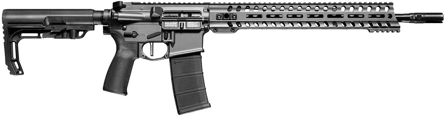 Patriot Ordnance Factory 01645 Minuteman Direct Impingement 5.56x45mm 30+1 16.50" Nitride Treated Threaded Barrel, Tungsten Cerakote Receiver