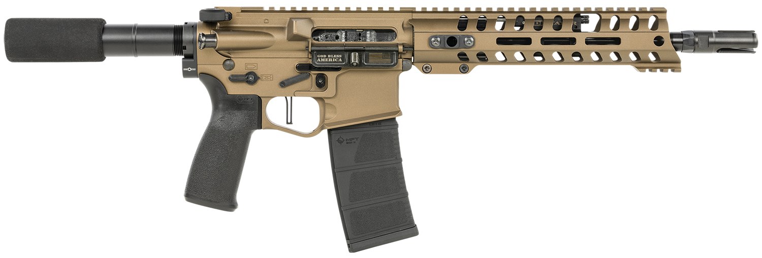 Patriot Ordnance Factory 01797 Renegade + Direct Impingement 300 Blackout 30+1 10.50" Black Nitride Aluminum Barrel, 9" M-LOK Handguards, Burnt Bronze