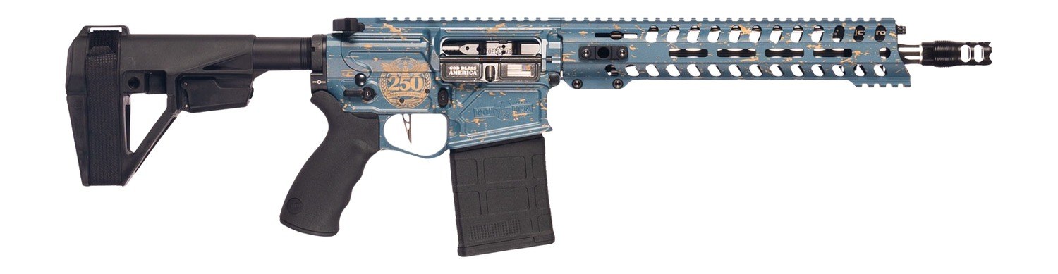 Patriot Ordnance Factory 02552 Rogue 250th Anniversary Limited Edition 308 Win 20+1 12.50" Match Grade Barrel, America 250 Cerakote Aluminum Receiver