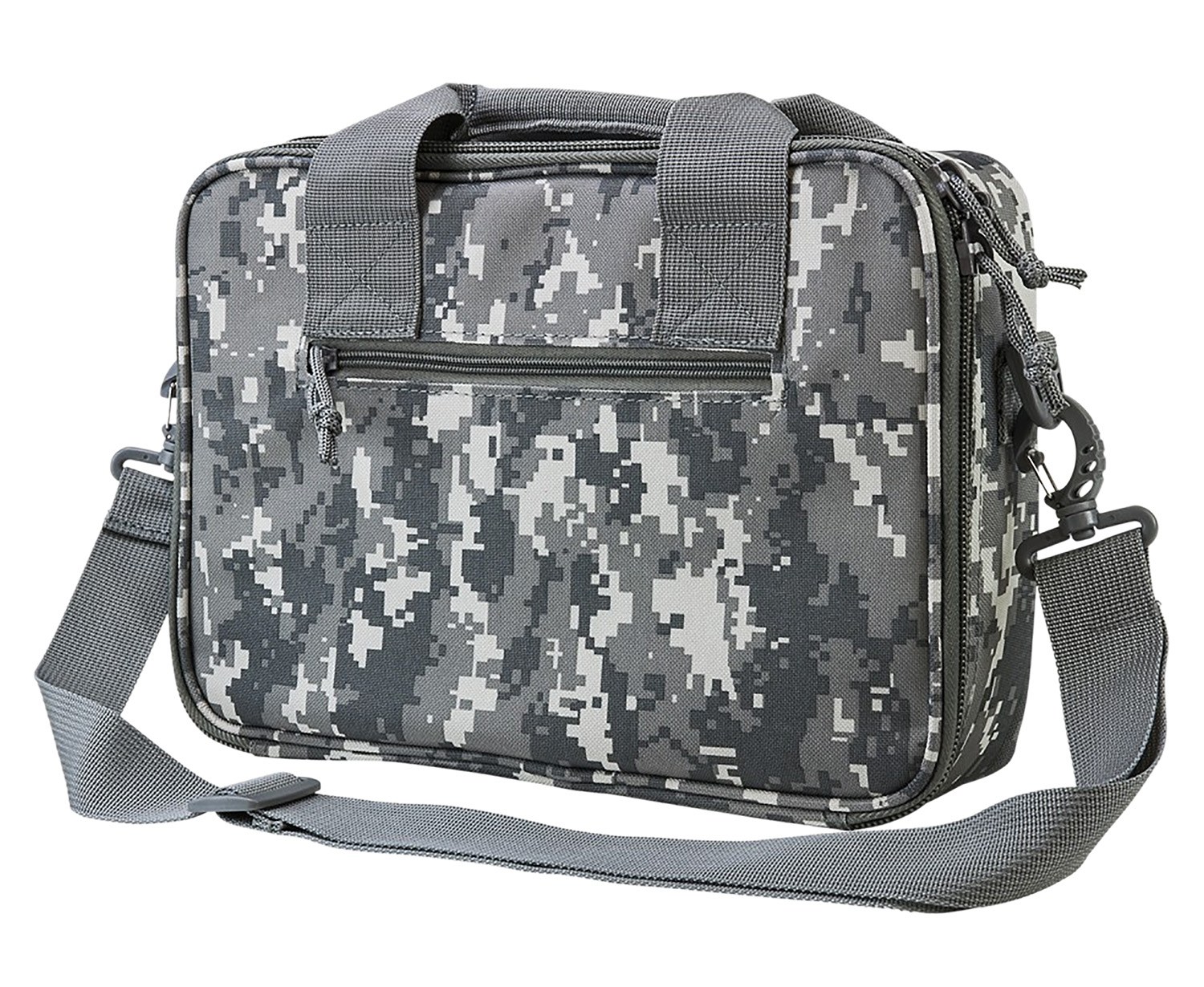 NcStar CPDX2971D VISM Double Pistol Range Bag with Magazine Pouches Loop Fasteners Zippers Padding & Digital Camouflage Finish