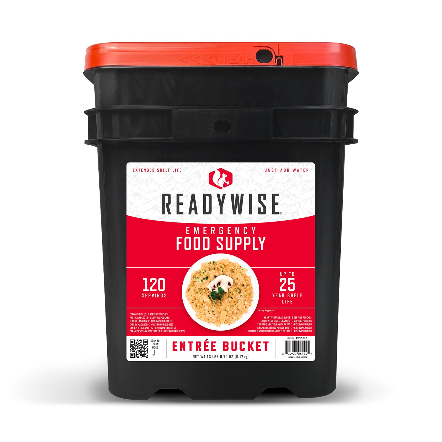 ReadyWise RW01120 Grab N Go Bucket Freeze Dried Entrees 120 Servings per Bucket