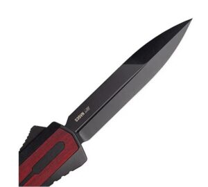 Zastava A7 Zastava Serbian Red Wood Handle Black Accents Black S35VN Spear Point Blade Fine Edge