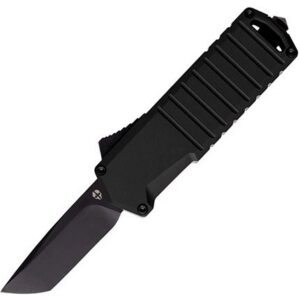 Tekto A2 Badger,OTF Auto, Black Aluminum Handle, Black Accents, Black D2 Tanto Blade, Fine Edge