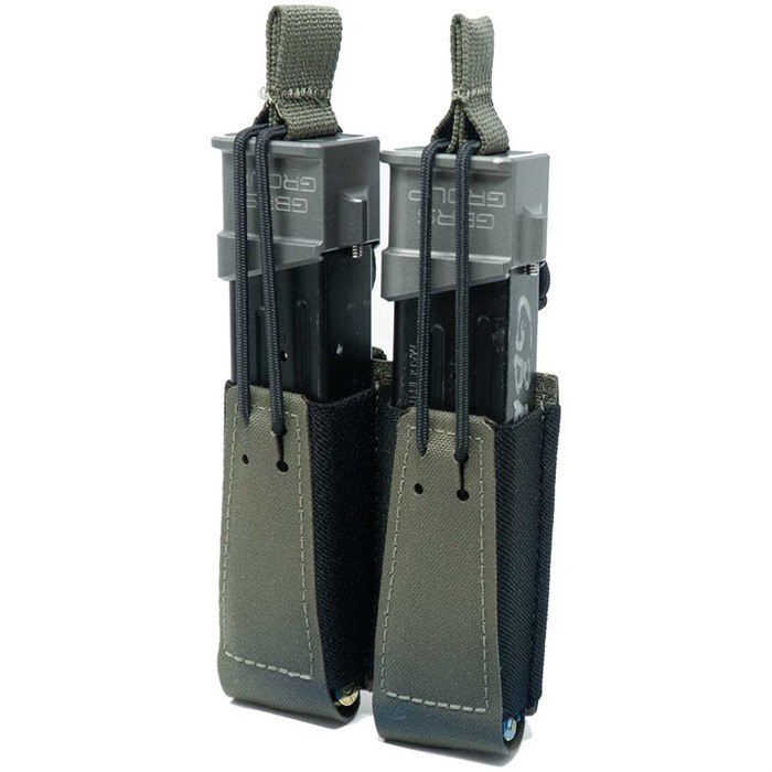 Double Pistol Magazine Pouch with Bungee Retention Double Pistol Magazine Pouch with Bungee Retention Ranger Green