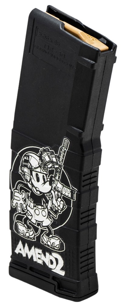 Amend2 M3 5.56MM 30-Round AR15 with Red Follower Black Steamboat Willie Polymer Magazine ( 50 per Case )