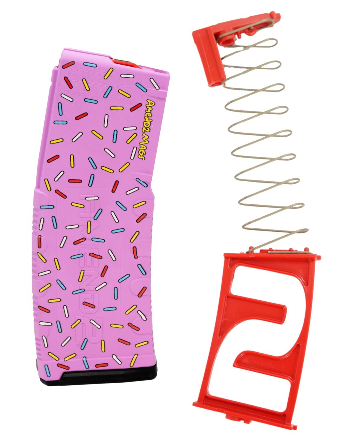 Amend2 M2 5.56MM 10-Round AR15 with Red Follower Pink Sprinkle 10/30 Polymer Magazine ( 50 per Case )