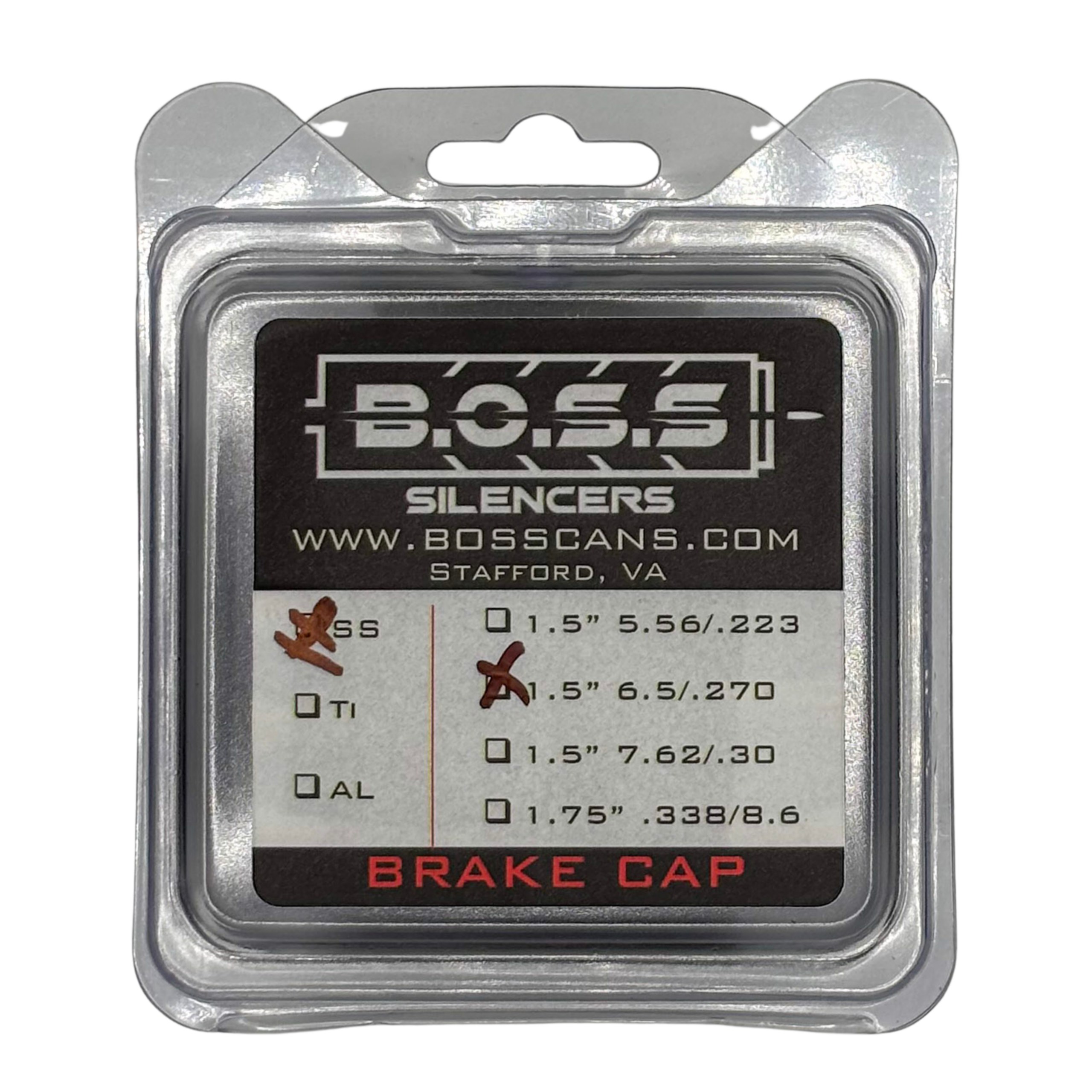Boss 6.5/.270 End Cap for 1.5IN Boss Silencer Models Only Stainless End Cap Brake Black EC-150-65-SS-BR-BLK