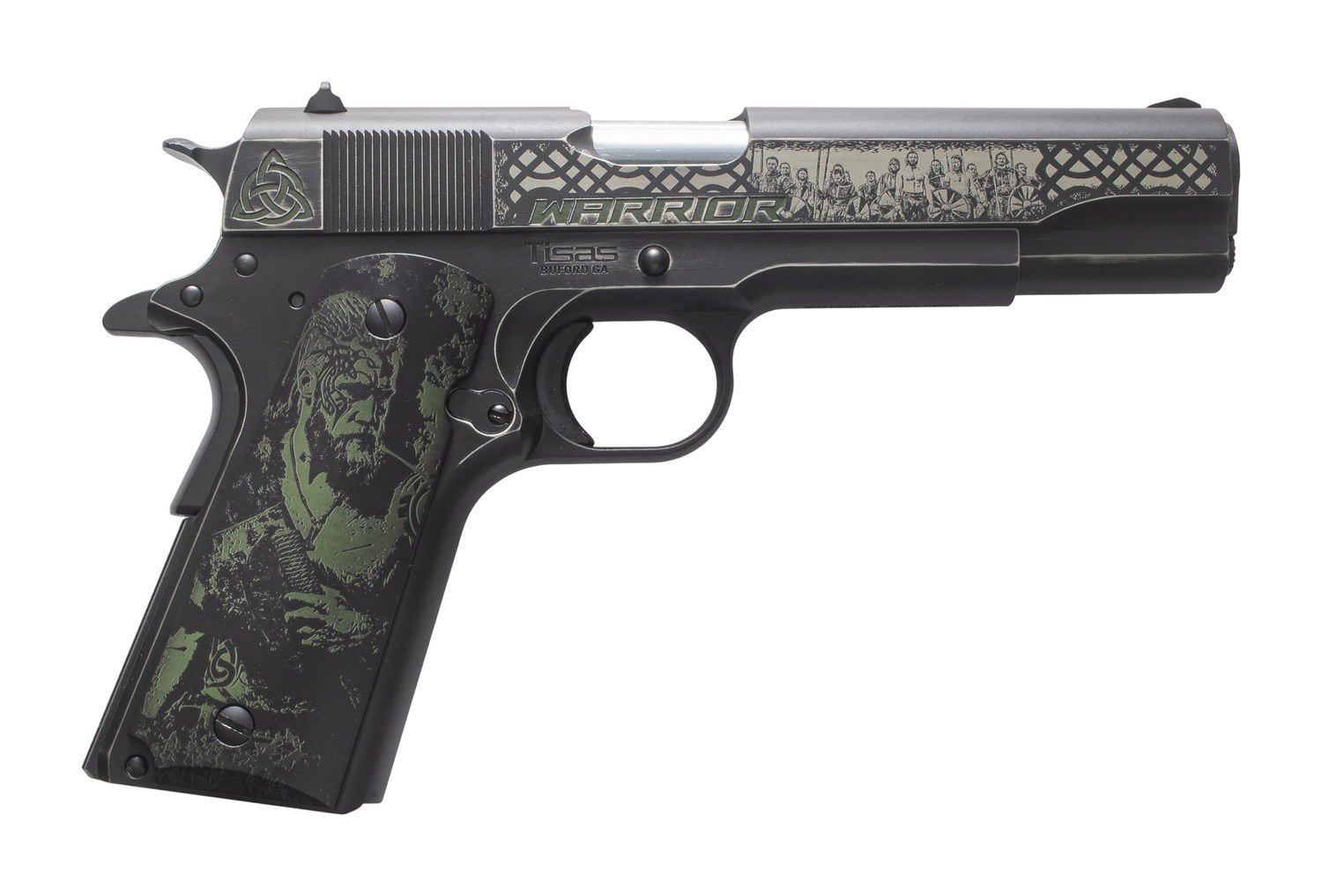 Tisas Arms Customs 10100518AA7 1911 A1 Service Warrior Ports South Exclusive 45 ACP 7+1 5" Carbon Steel Serrated Slide & Frame with Beavertail