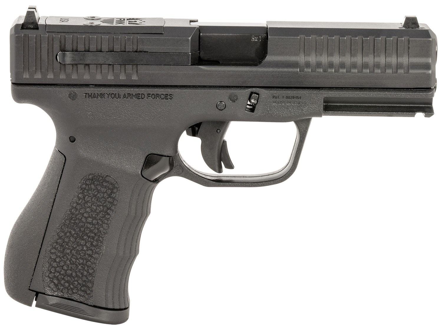Blue Line Solutions FMK FMKG49BSS G3 9mm Luger 14+1 4" Stainless Steel Barrel, Black Optic Cut/Serrated Carbon Steel Slide, Black Polymer Frame with