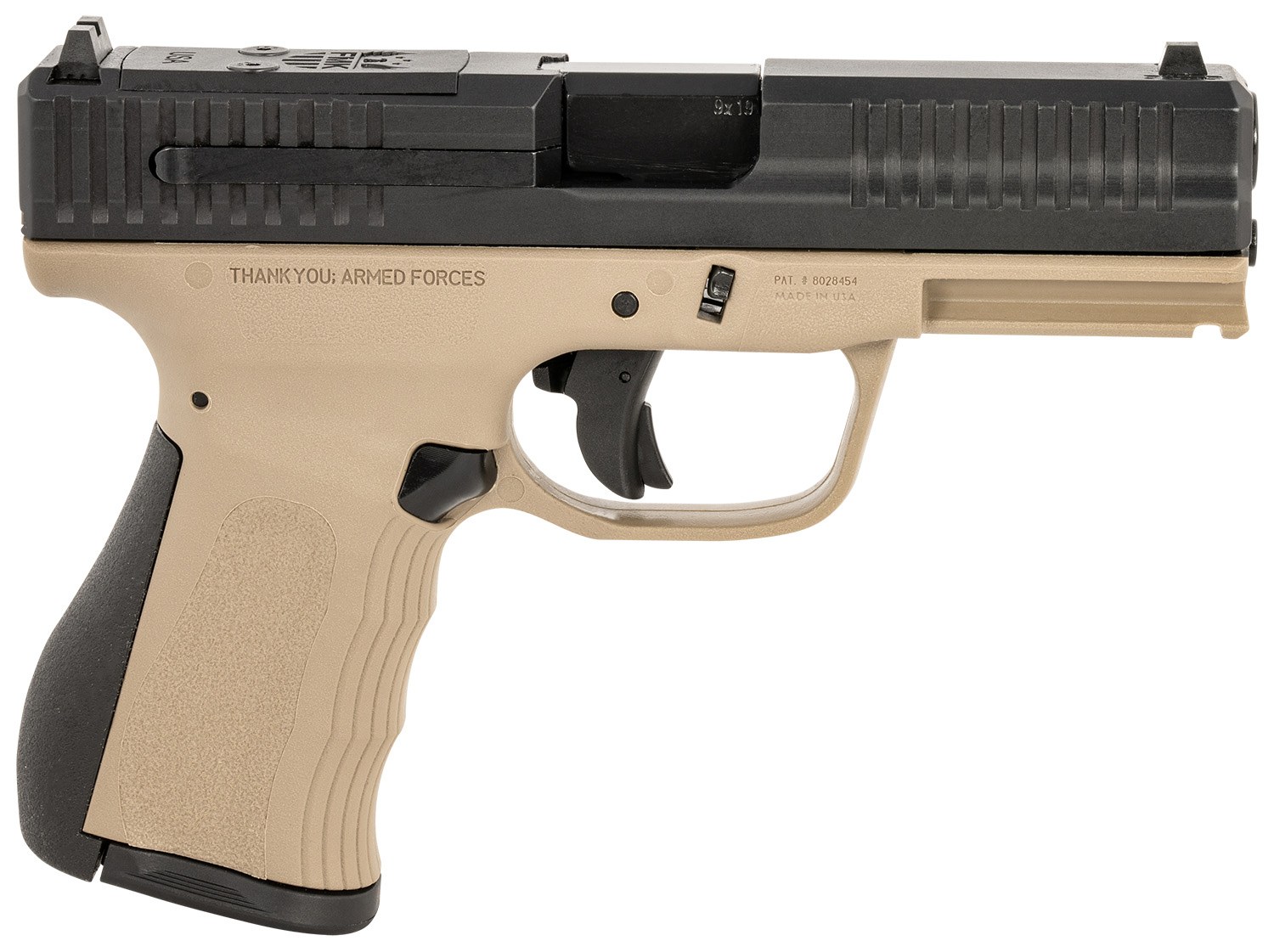 FMK FMKG49DE G3 9mm Luger 14+1 4" Stainless Steel Barrel, Black Optic Cut/Serrated Carbon Steel Slide Flat Dark Earth Polymer Frame with Picatinny