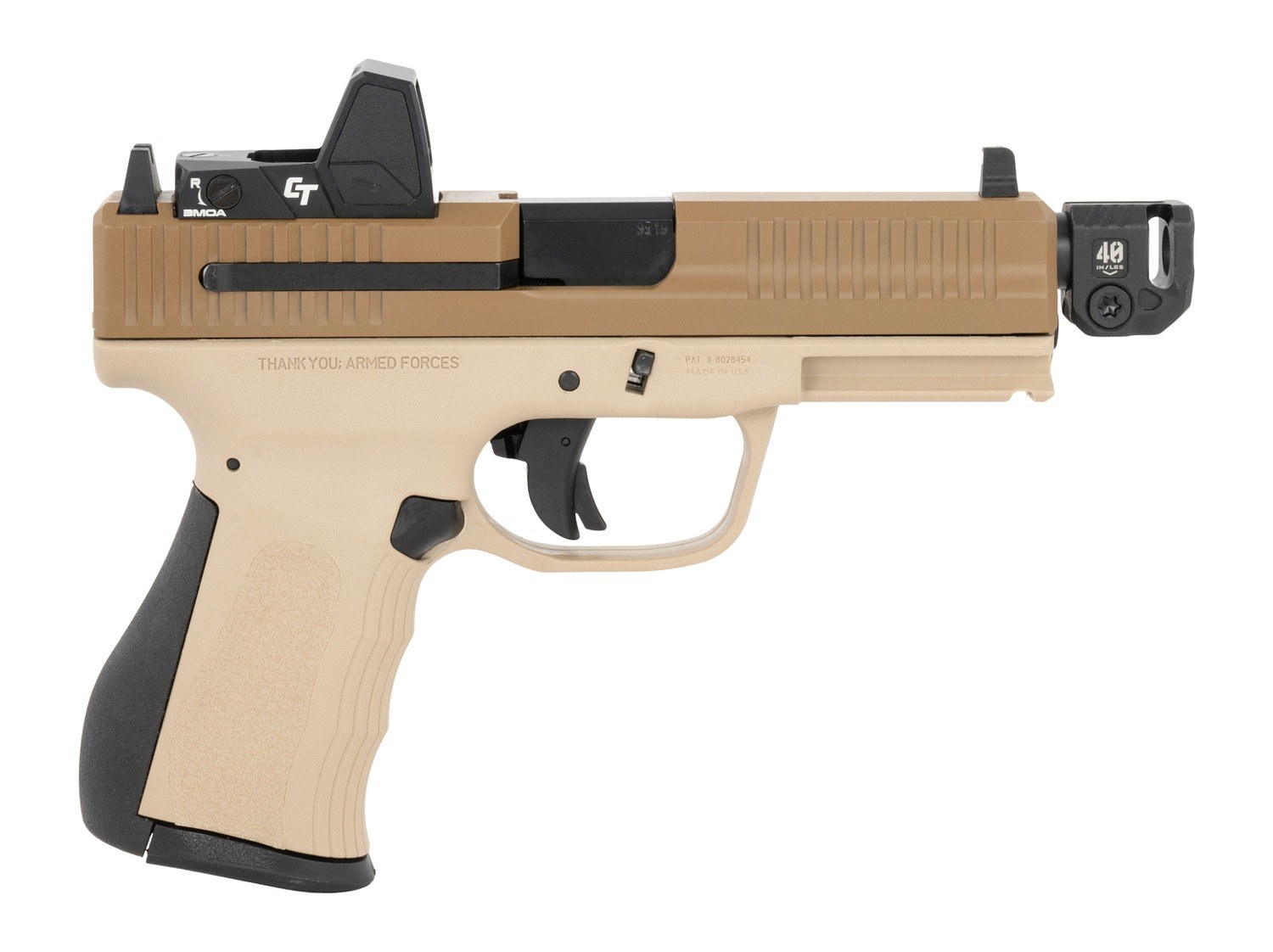 FMK FMKG39DSBSTR G3 Strike Compact Frame 9mm Luger 17+1 4.50" Threaded Barrel, Serrated with Optic Slide, Desert Tan Polymer Frame with Accessory