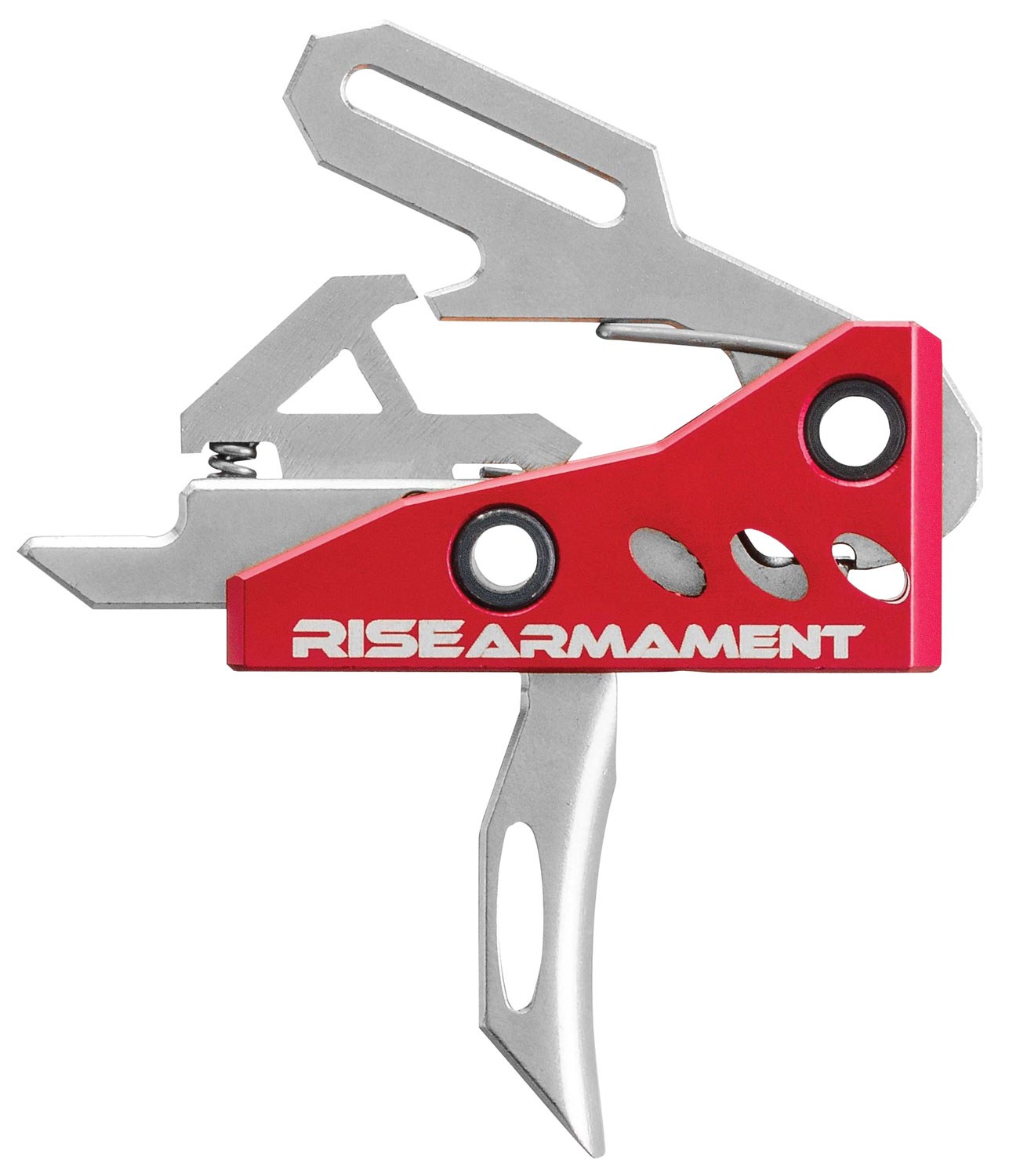 Rise Armament RA535APT RA-535 High Performance Single-Stage Straight Trigger with 3.50 Lbs Draw Weight & Silver/Red Hardcoat Anodized Finish for