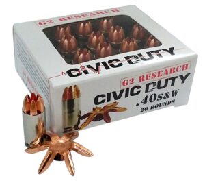 G2 Research G00620 Civic Duty 40S&W 122gr Copper Expansion Projectile 20 per Box/25 Case