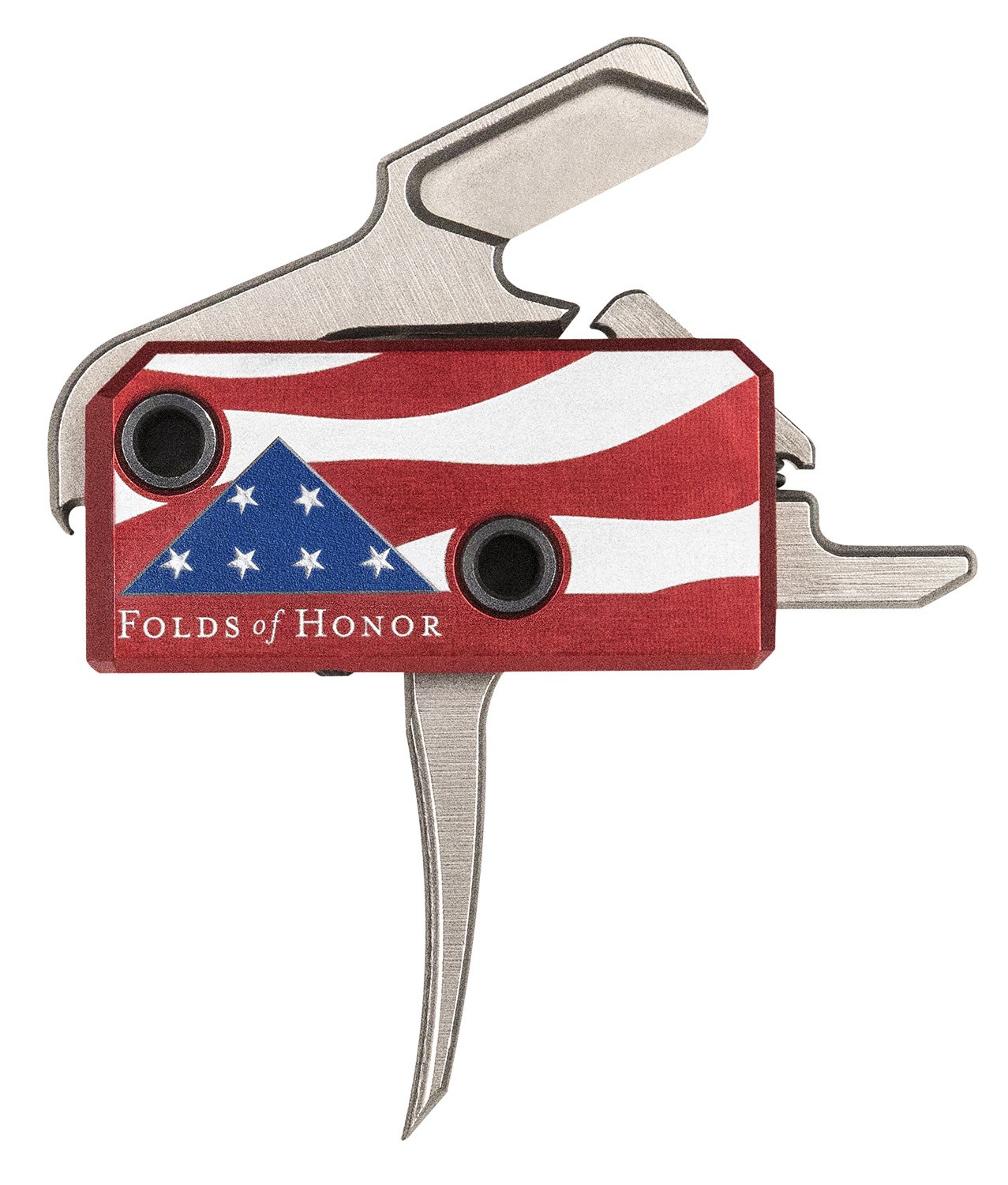 Rise Armament RA13FOLDSPT the Patriot High Performance Single-Stage Flat Trigger with 3.50 Lbs Draw Weight & Silver/Red/White/Blue Finish for