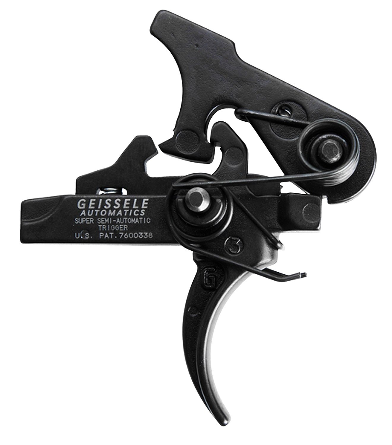 Geissele Automatics 05101 SSA Two-Stage Curved Trigger with 4.25-4.75 Lbs Draw Weight & Black Oxide Finish for AR-Platform