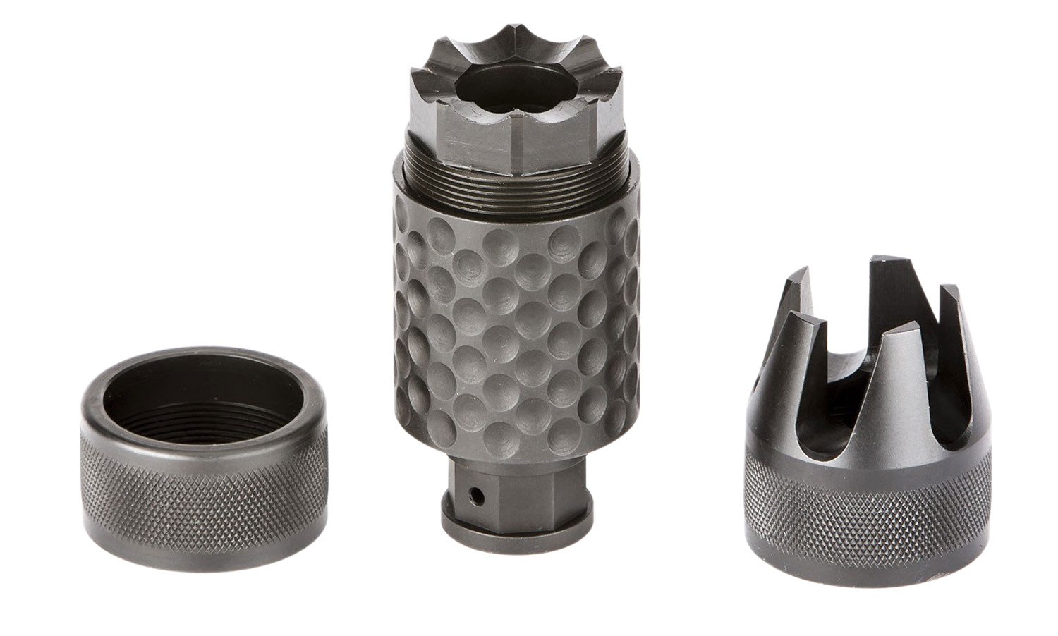 Spikes Tactical SAKB0200 Barking Spider2 Muzzle Brake Black Nitride 4140 Chromoly Steel with 5/8"-24 Tpi Threads, 3.75" OAL & 1.40" Diameter for